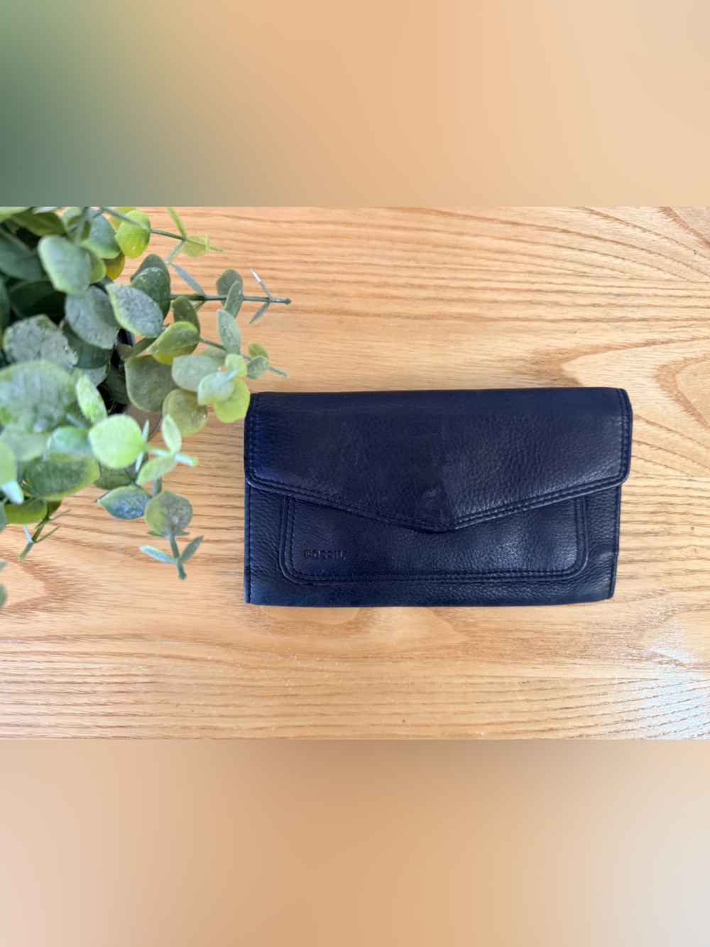 🌿4/$25 • Fossil Black Leather Tri-Fold Wallet